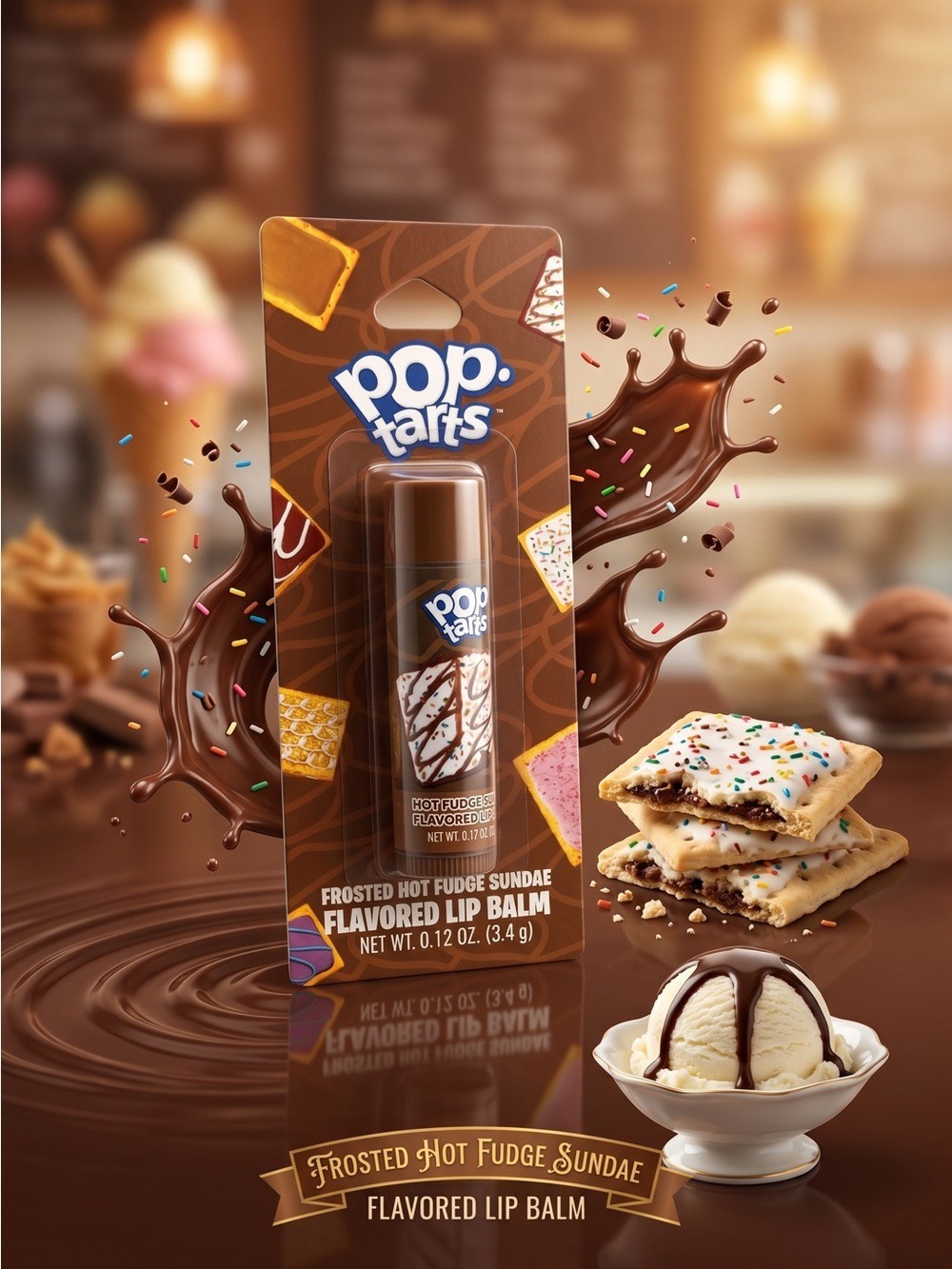 Pop Tarts Frosted Hot Fudge Sundae Lip Balm New Sealed